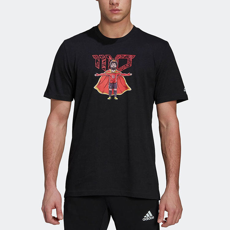 Men's adidas Cartoon Character Printing Round Neck Short Sleeve Black T-Shirt HA0909