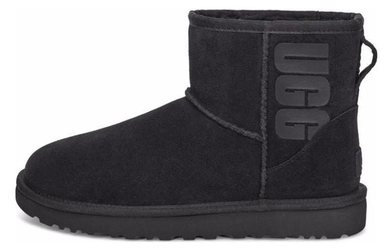 (WMNS) UGG Classic Mini UGG Rubber Logo 'Black' 1108231-BLK