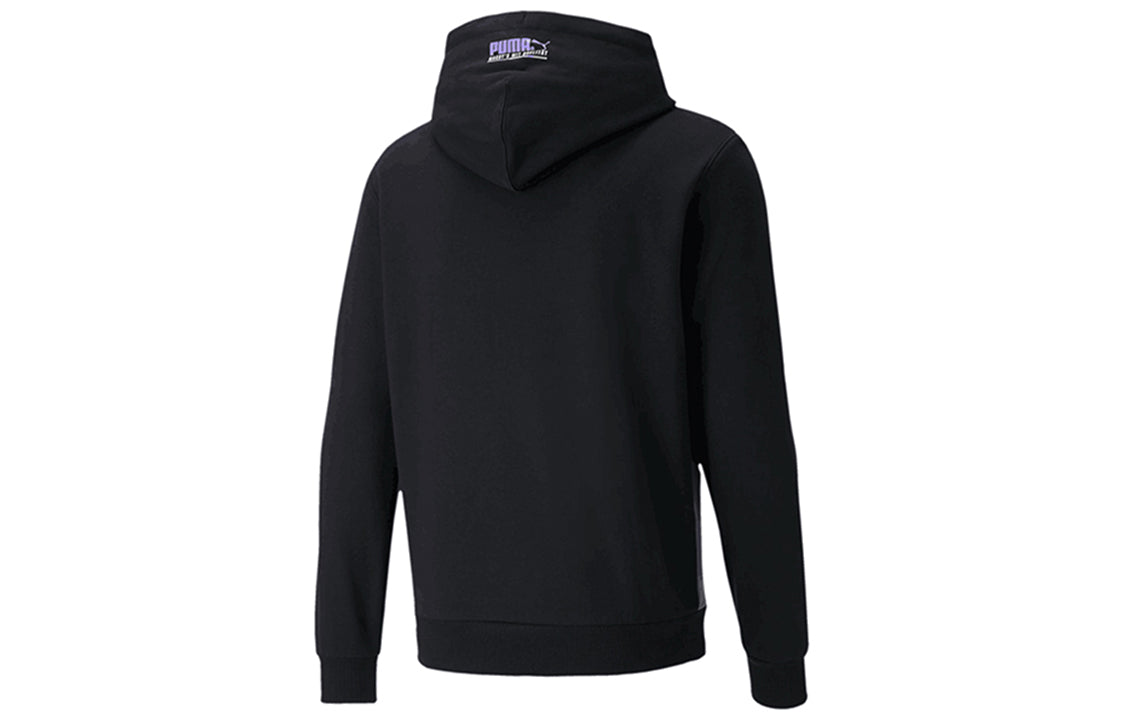 PUMA logo Printed Pullover Hooded Fleece Men Black 599279-51