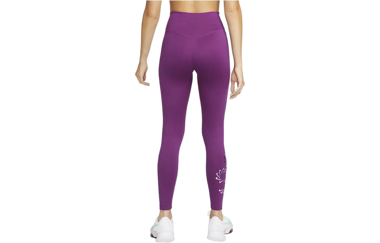 (WMNS) Nike Therma-FIT One Mid-Rise Graphic Training Leggings 'Purple' DQ6186-503