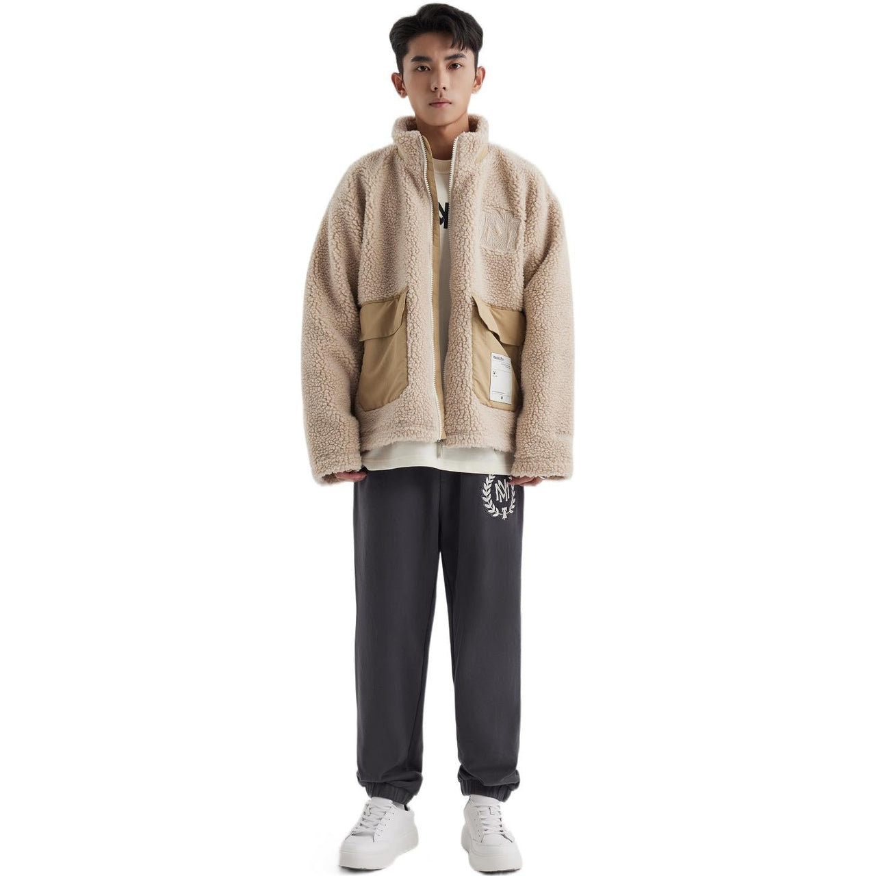 Mitchell & Ness Branded Sherpa Fleece Jacket 'Off White' MNGMAWTOWJ022-OFW