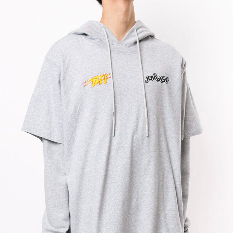 Off-White FW20 Pivo Flash Logo Applique Hooded Sweater Men's Grey OMBB051E20FLE0030818