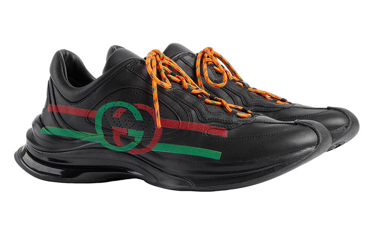 Gucci Run Side-Stripe Lace-Up Sneakers 'Black Red Green' 721111-UHH20-1000