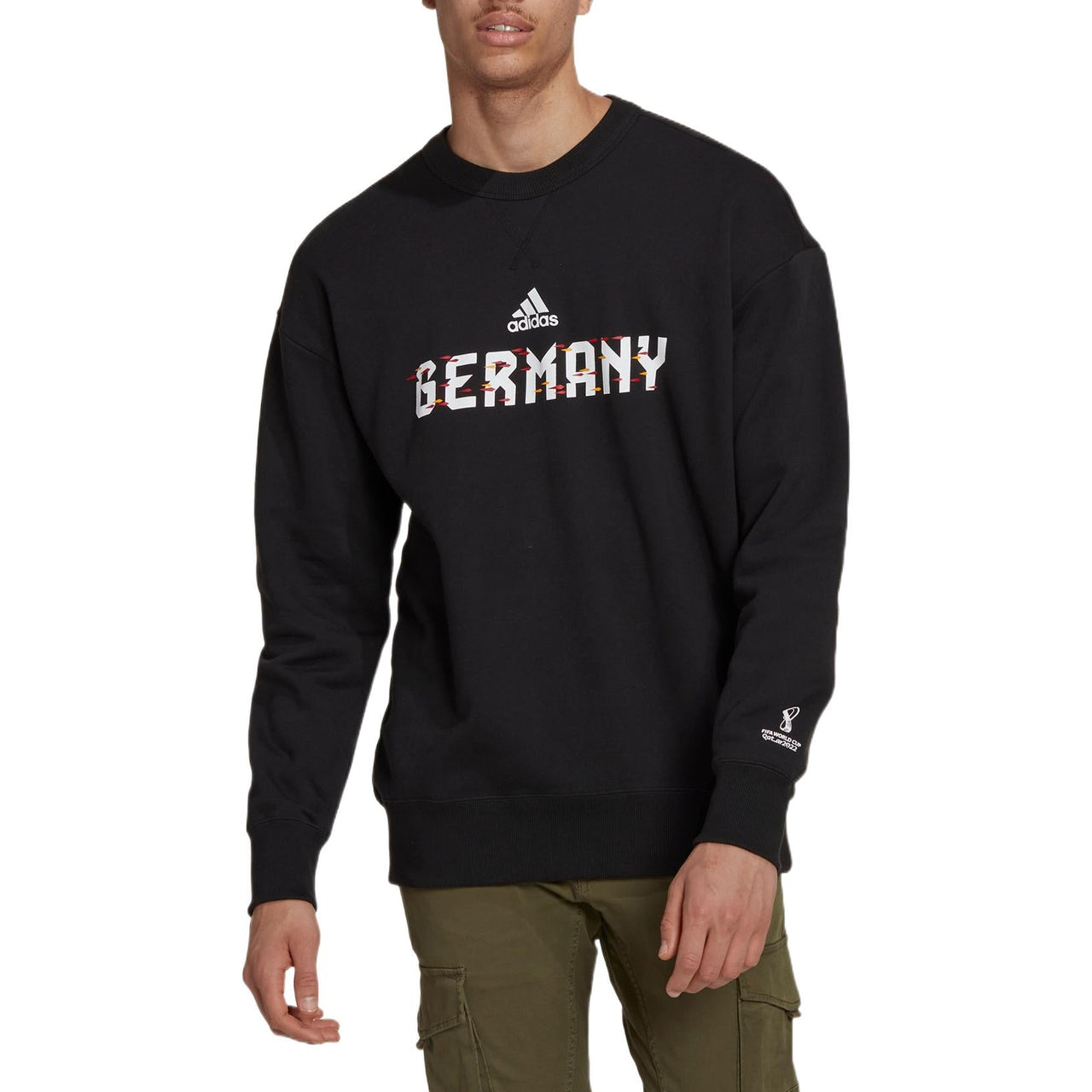 adidas Solid Color Brand Round Neck Long Sleeves Hoodie Men's Black HD6352