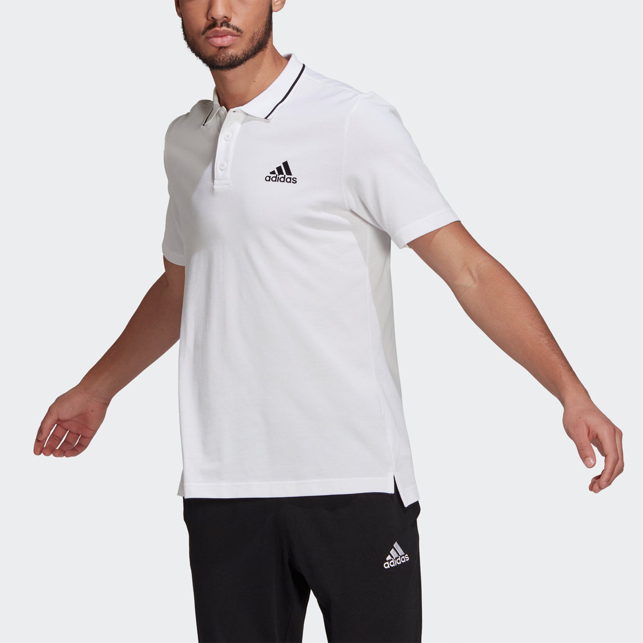 adidas M Sl Pq Ps Logo Athleisure Casual Sports Short Sleeve Polo Shirt White GK9221