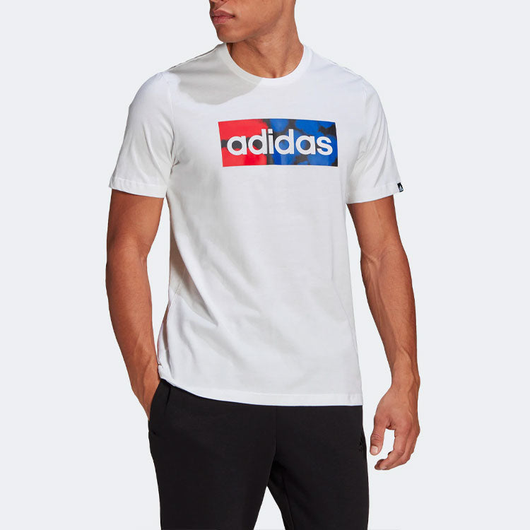 Men's adidas Alphabet Logo Printing Round Neck Pullover Short Sleeve White T-Shirt GL3253