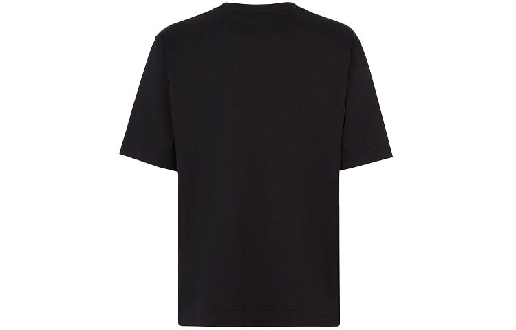 Men's FENDI FW21 Mesh Pocket Cotton Short Sleeve Black T-Shirt FY0936AGAIF0QA1