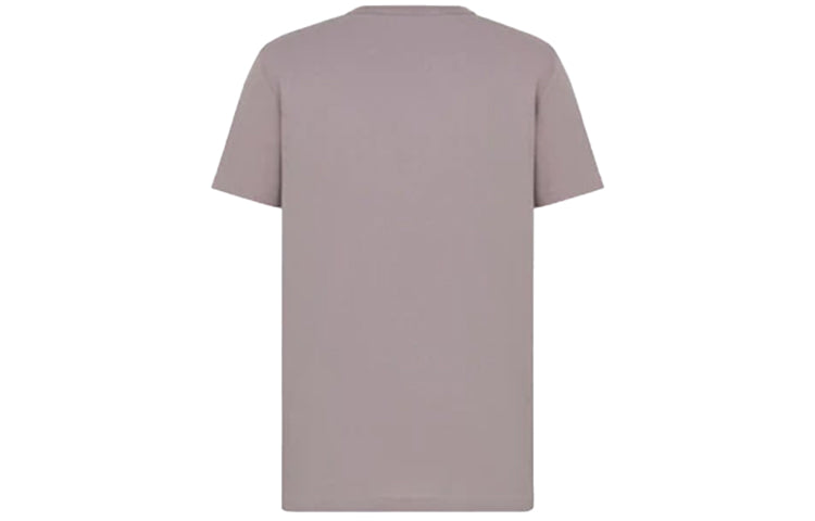 Men's DIOR SS22 Cotton Plain Weave Embroidered Logo Short Sleeve Lavender T-Shirt 013J600A0677-C487