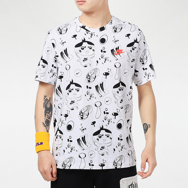 Nike Cartoon Pattern Full Print Sports Short Sleeve White DD1325-100