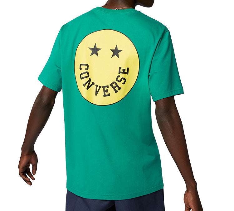 Men's Converse Smiling Face Pattern Sports Short Sleeve Green 10018859-321
