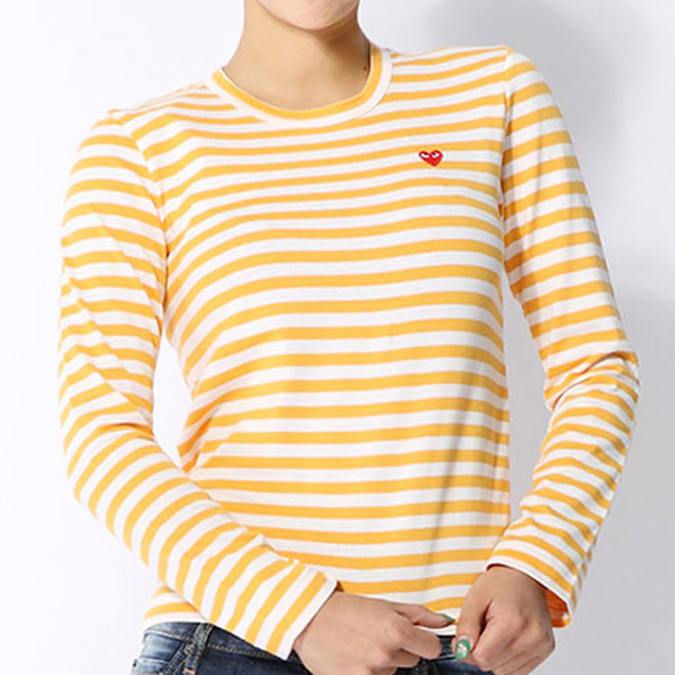 (WMNS) COMME des GARCONS PLAY Striped Long Sleeves Tee 'Yellow' AZ-T217-051-2