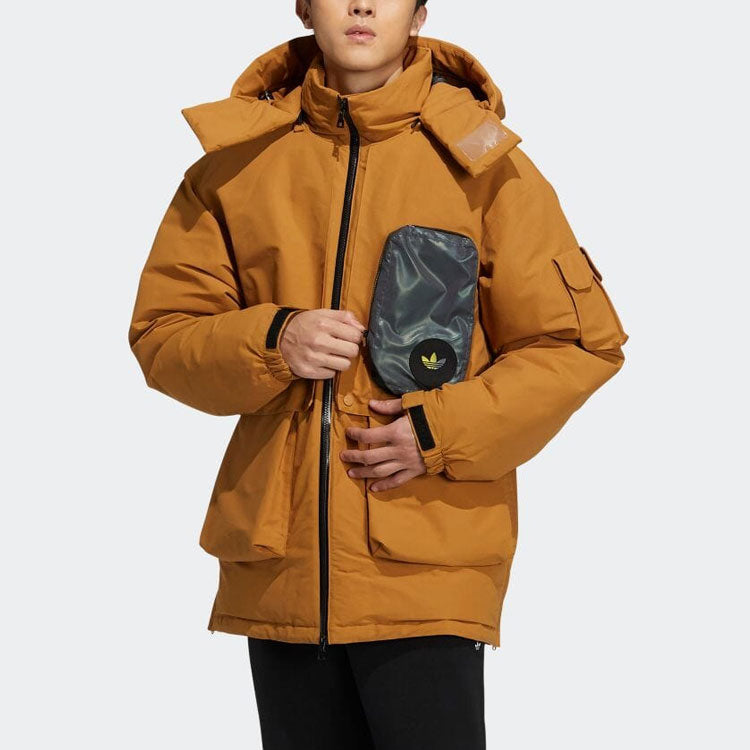 adidas Big Pocket hooded down Jacket Brown H58057