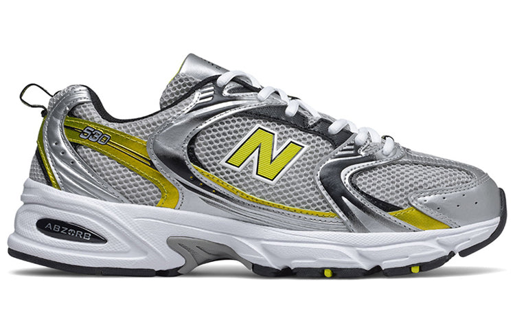 حذاء New Balance 530 D عريض باللون الرمادي/الأصفر MR530SC