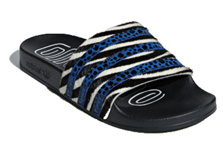 (WMNS) adidas Adilette 'Core Black Blue White' CM8493