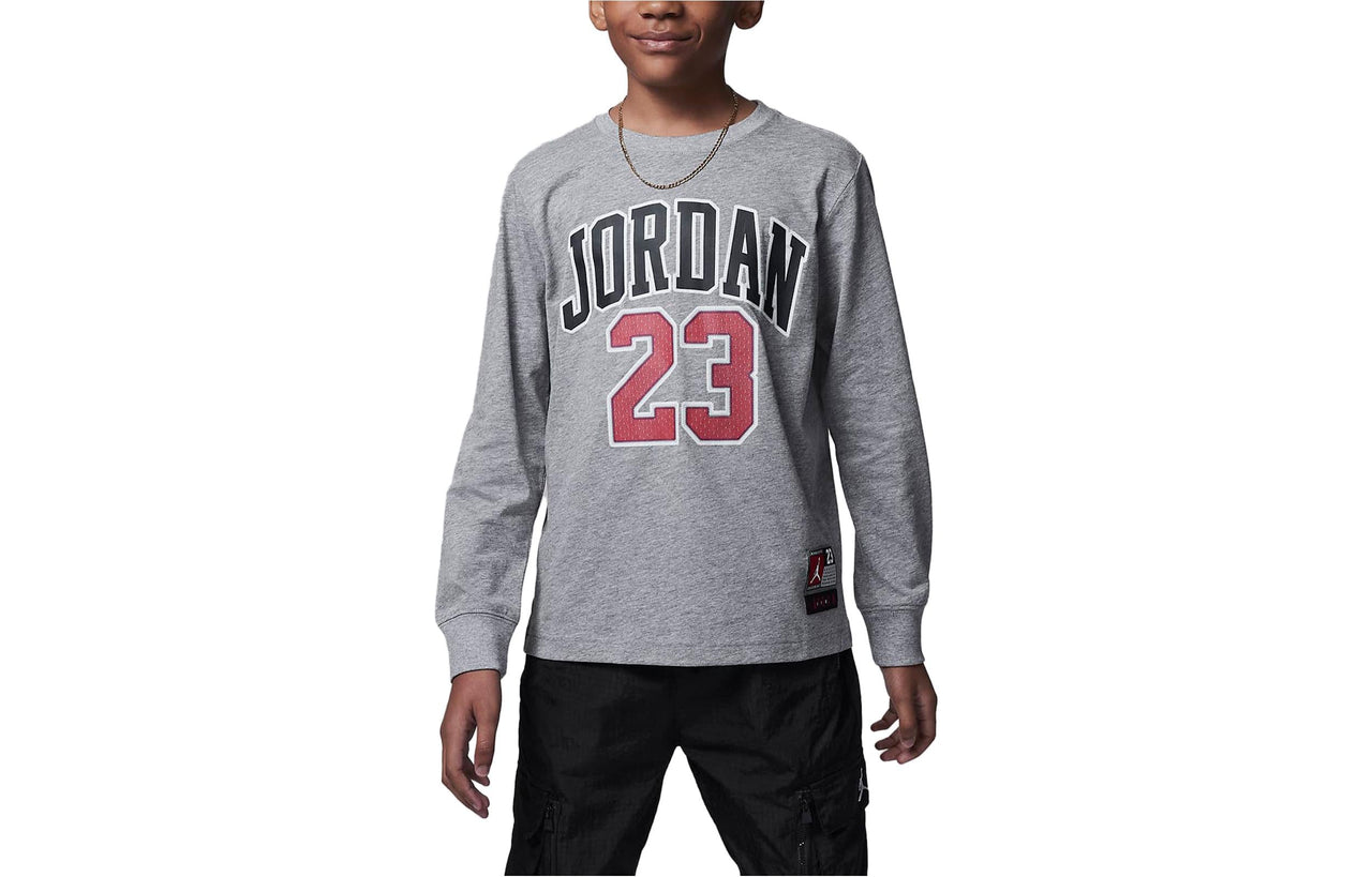 (PS) Air Jordan Junior Practice Flight Long Sleeve T-Shirt 'Grey' FV2490-091