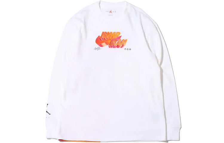 Men's Air Jordan Casual Sports Breathable Long Sleeves White T-Shirt DH8807-100