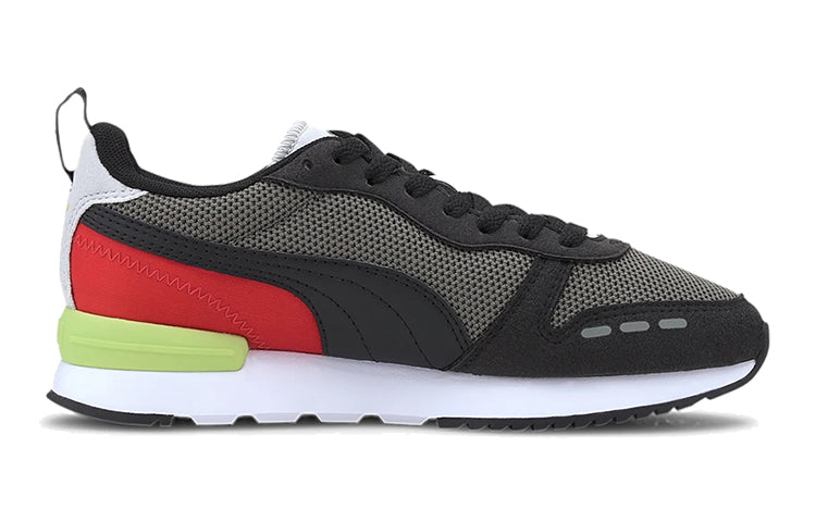 (GS) PUMA R78 Low Top Running Shoes Black/White/Red 373616-07