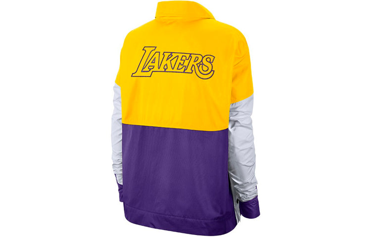 (WMNS) Nike NBA Lakers Basketball Sports Contrasting Colors Woven Jacket Yellow CJ7177-728