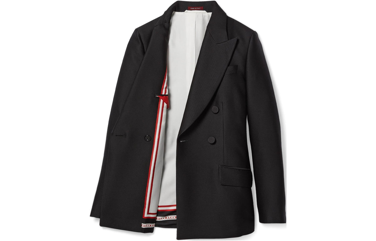 (WMNS) Gucci Double Breasted Wool Silk Jacket 'Black' 781313-ZAQAT-1043