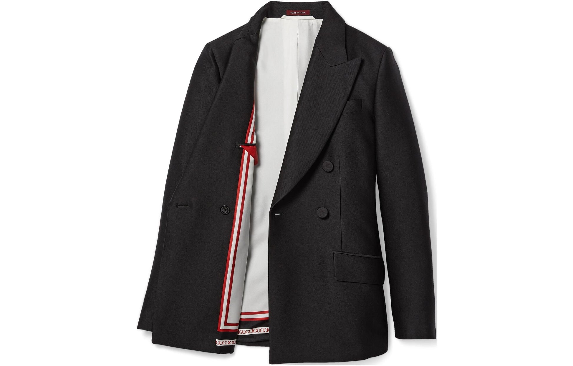 (WMNS) Gucci Double Breasted Wool Silk Jacket 'Black' 781313-ZAQAT-1043