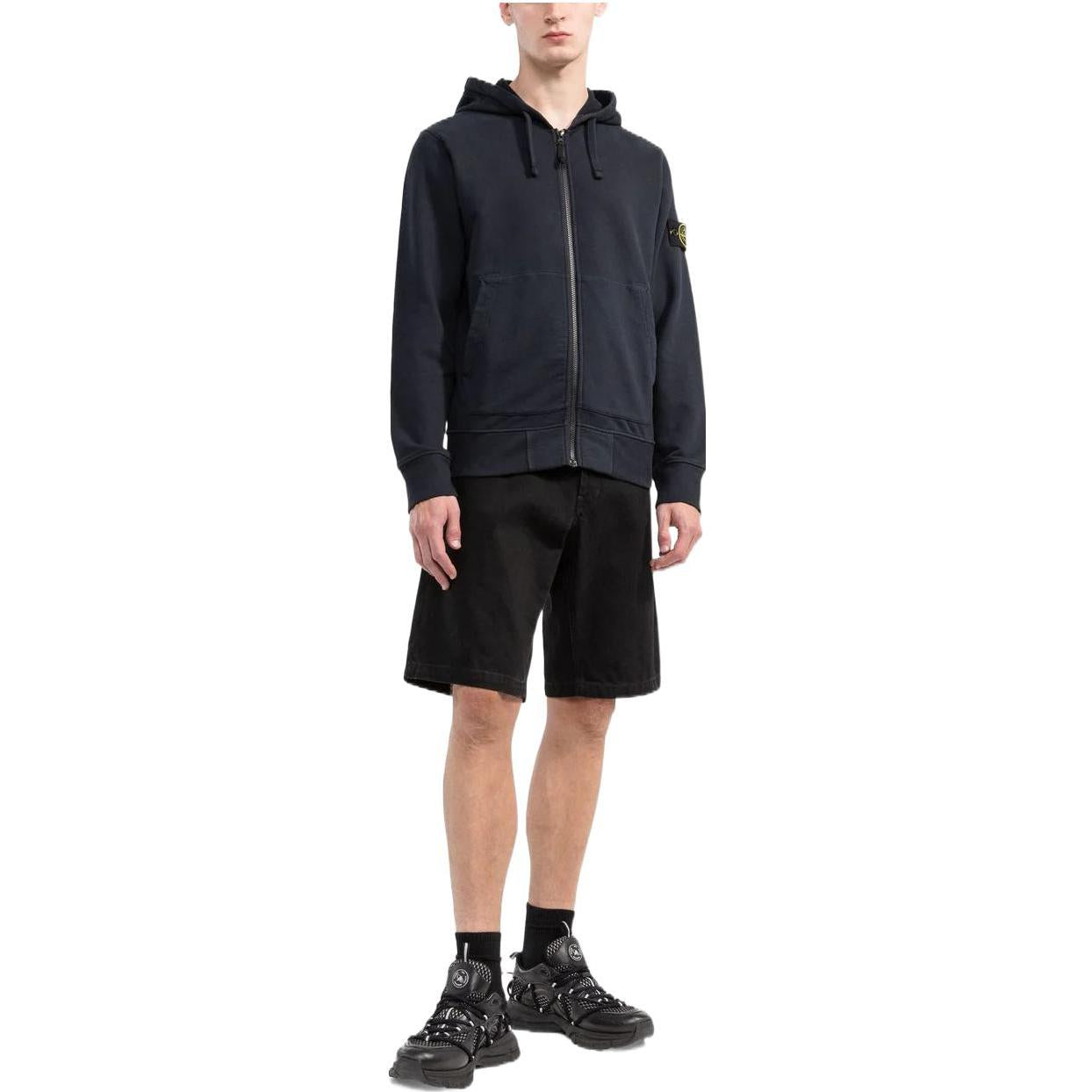 STONE ISLAND Brushed Cotton Full Zip Jacket 'Navy' 771564220-V0020