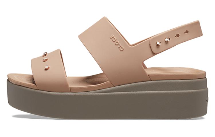 (WMNS) Crocs Brooklyn Studded Low Wedge 'Cork Mushroom' 209254-2DH