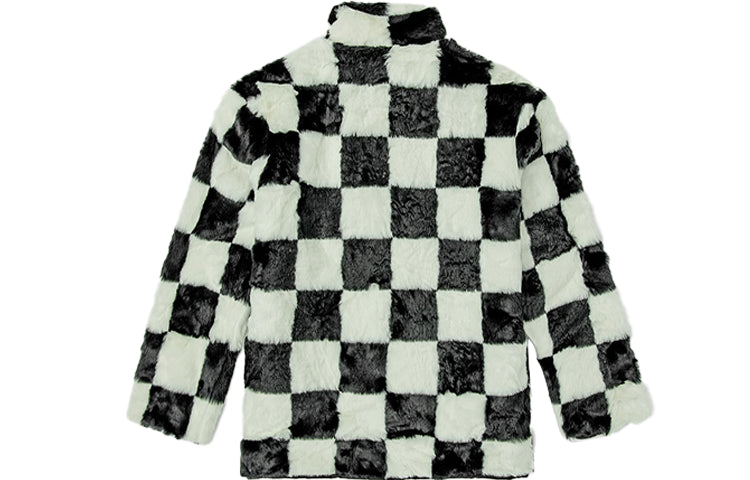 (WMNS) Vans Grid Pattern Stand Collar Jacket Black White Colorblock Blackwhitemulti-Color VN0A5LJ5705