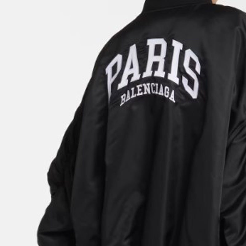 (WMNS) Balenciaga Paris Varsity Jacket 'Black' 768924TNO271000