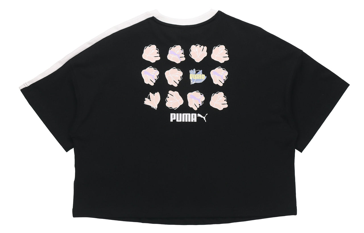 (WMNS) PUMA Printing Round-neck Black 532258-01