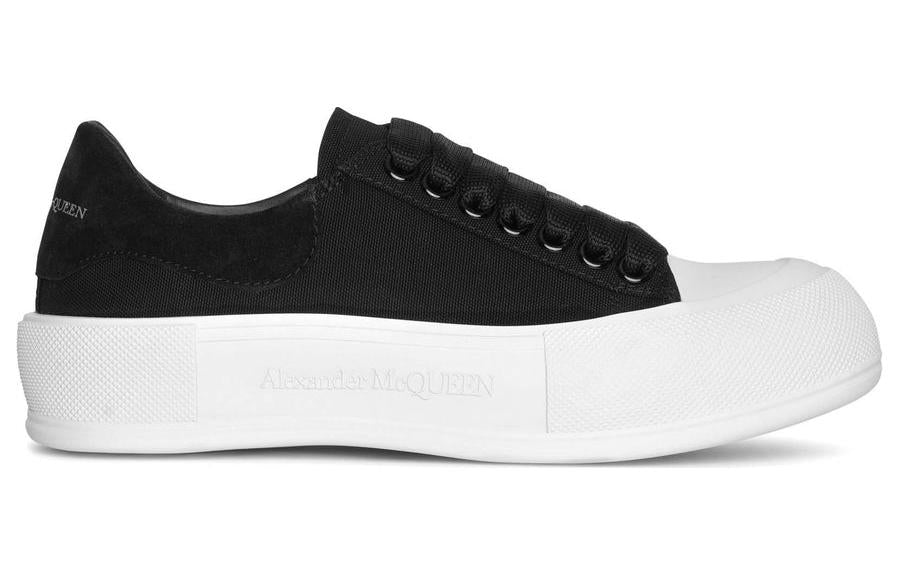 (WMNS) Alexander McQueen Deck Lace Up Plimsoll 'Black White Sole' 654593W4PQ11070
