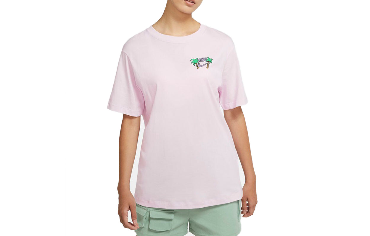 (WMNS) Nike Sports Causual Ventilate Coconut Tree Printing T-Shirts ' Pink' DJ1916-695