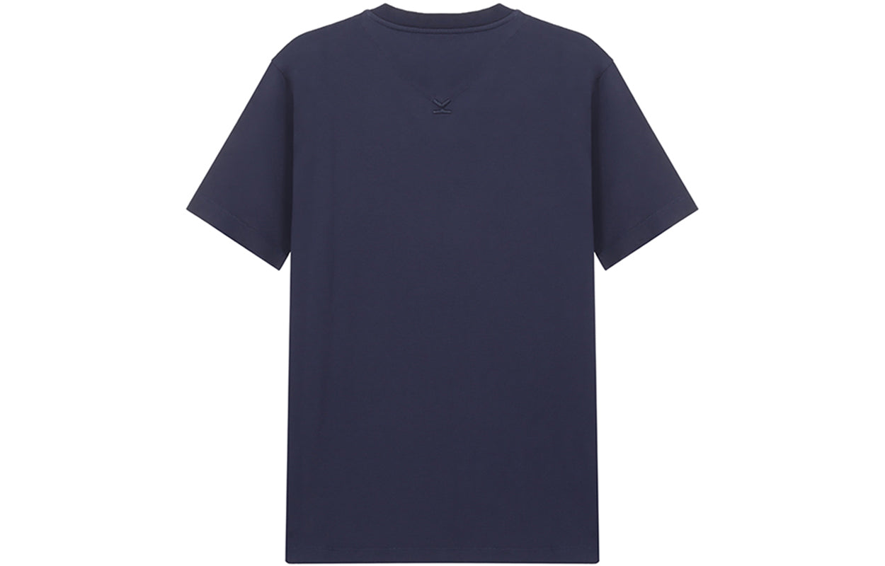 Men's KENZO SS22 Small Tiger Head Pattern Embroidered Round Neck Short Sleeve Navy Blue FB55TS0034SA-76