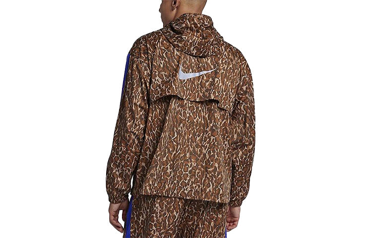 Nike Leopard print hooded track Jacket Brown BQ8185-786