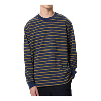UNIQLO AIRism Cotton Striped Crew Neck T-Shirt Long Sleeve 'Navy' 477340-69
