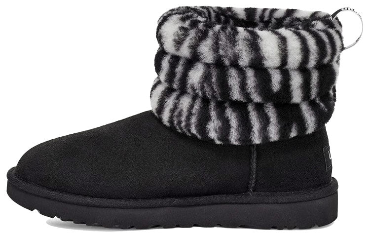 (WMNS) UGG Fluff Mini Quilted Leopard Zebra 1112439-BWHT