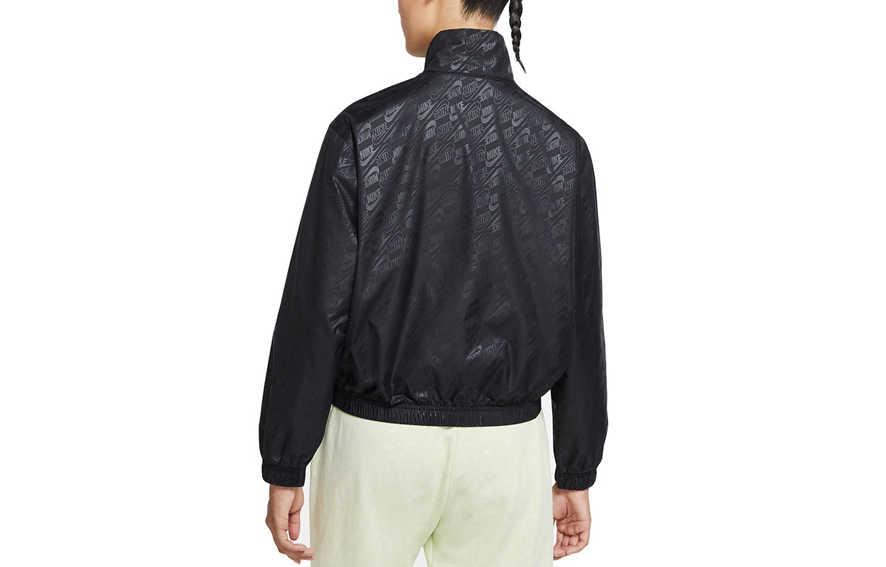 (WMNS) Nike Sportswear Full Print Logo Loose Sports Woven Jacket Black DD5787-010