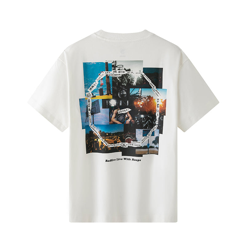 Li-Ning BadFive Live With Hoops Graphic T-shirt 'White' AHST281-1