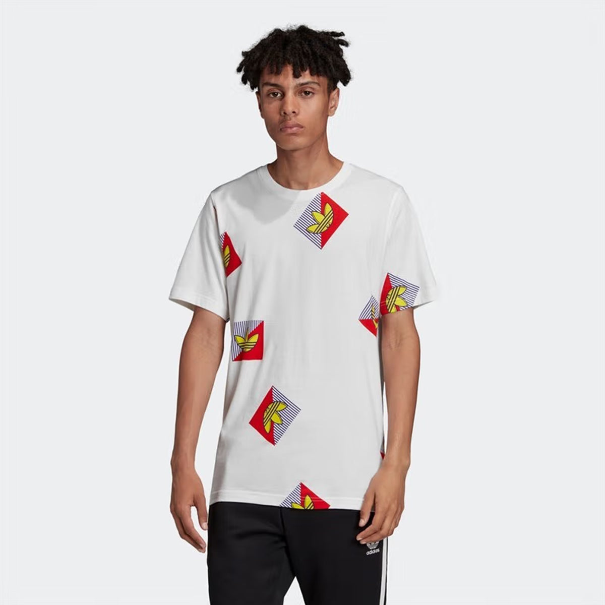 adidas originals Allover Print Diagonal Graphic T-shirt 'White' FM3342