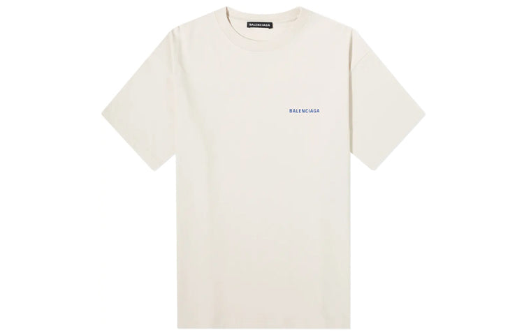 Balenciaga go Luxury Crew Neck Unisex Cotton Short Sleeves White 612966TIVG59055