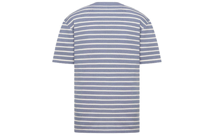 Men's DIOR SS21 Material Stripe Short Sleeve Blue 183M647AT234-C570