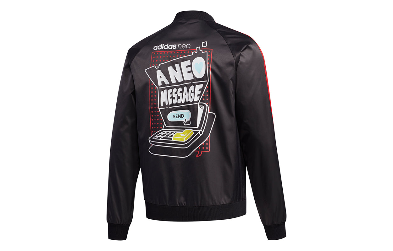 adidas neo M Vlday Jkt Logo Printing Sports Jacket Black FU0219