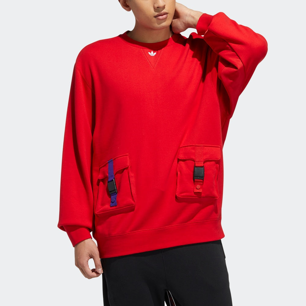 adidas originals Cny Crew Series Cargo Pocket Round Neck Pullover Red GR0219