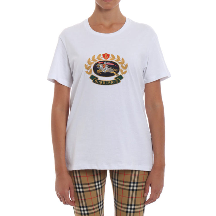 Burberry Classic Logo Embroidered Short Sleeve White 8002932