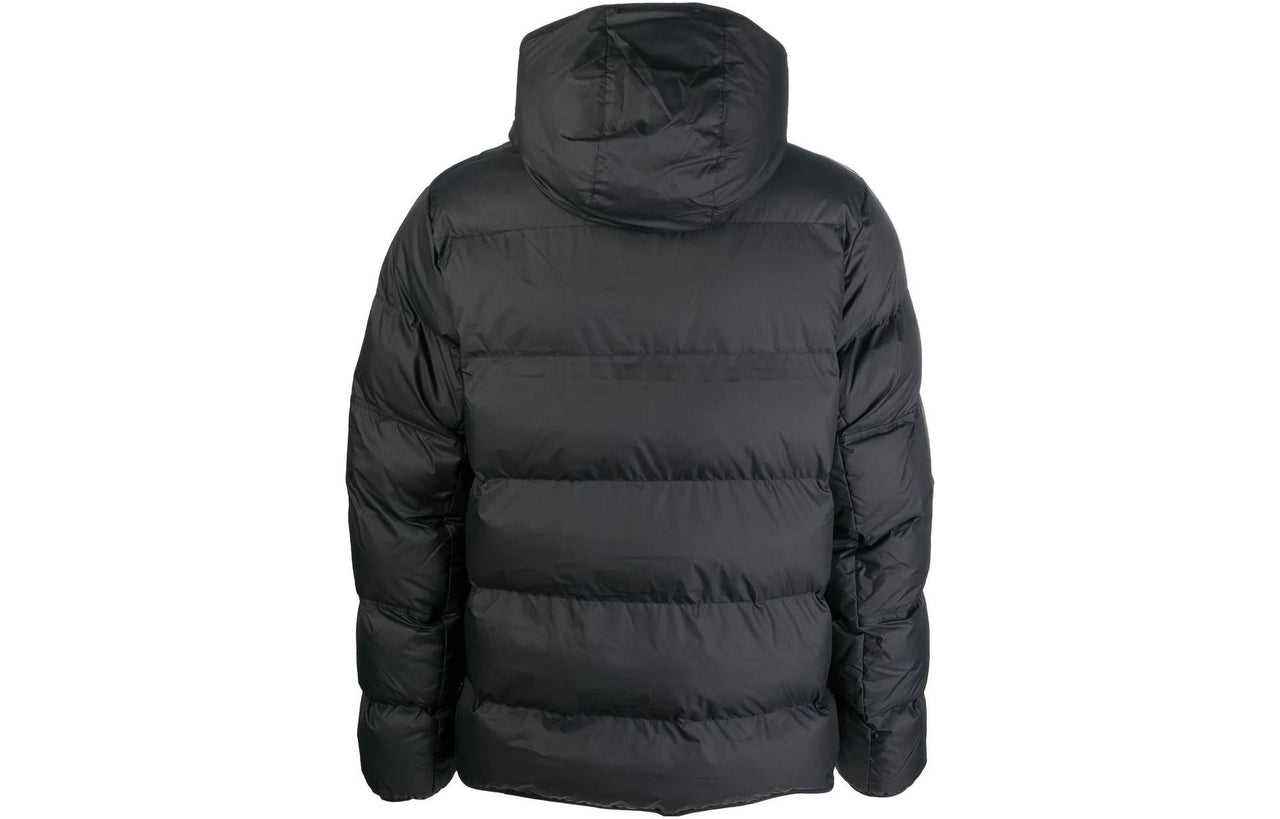 Men's Nike Solid Color Zipper Pocket logo Printing Hooded Down Jacket Black DR9605-010
