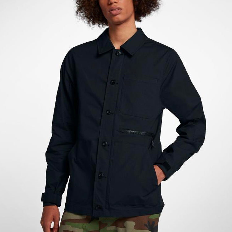 Nike SB Dri-FIT Flex Skateboard Athleisure Casual Sports Cargo Shirt Jacket Black 938019-010