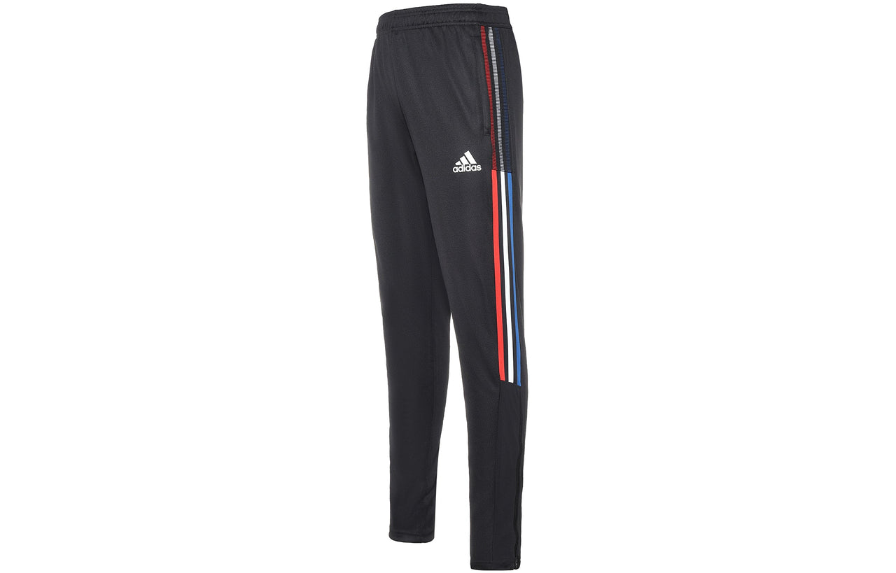 Men's adidas SS22 Solid Color Side Stripe Lacing Sports Pants/Trousers/Joggers Black HB4107