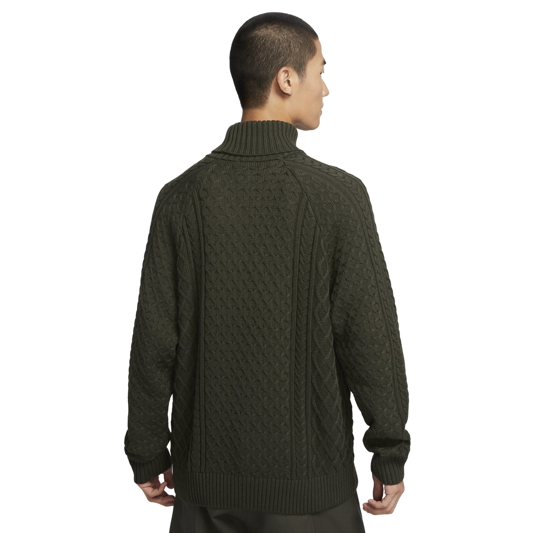 Nike Life Cable Knit Turtleneck Sweater 'Olive Green' FB7771-325