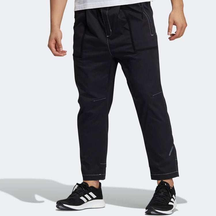 adidas Side Logo Knit Athleisure Casual Sports Pants Black HE5141
