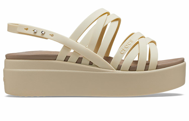 (WMNS) Crocs Brooklyn Strappy Low Wedge 'Bone' 206751-2Y2