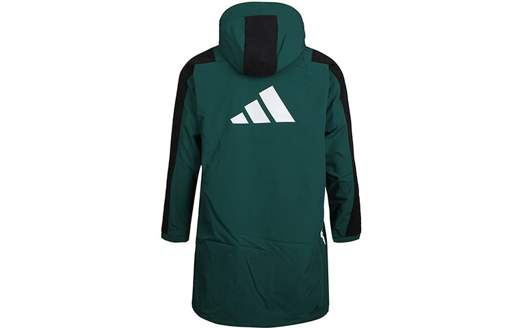 adidas Casual Sports Windproof Fleece Lined Stay Warm hooded Windbreaker Jacket Green GM4451